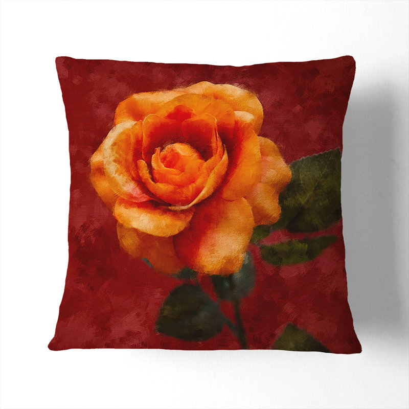 Rose in Bloom Cushion with Filling, 40cm H x 40cm W x 15cm D, White