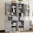 Kitchen Pantry Cabinet With Sliding Storage Rack 4 Doors-1947693876