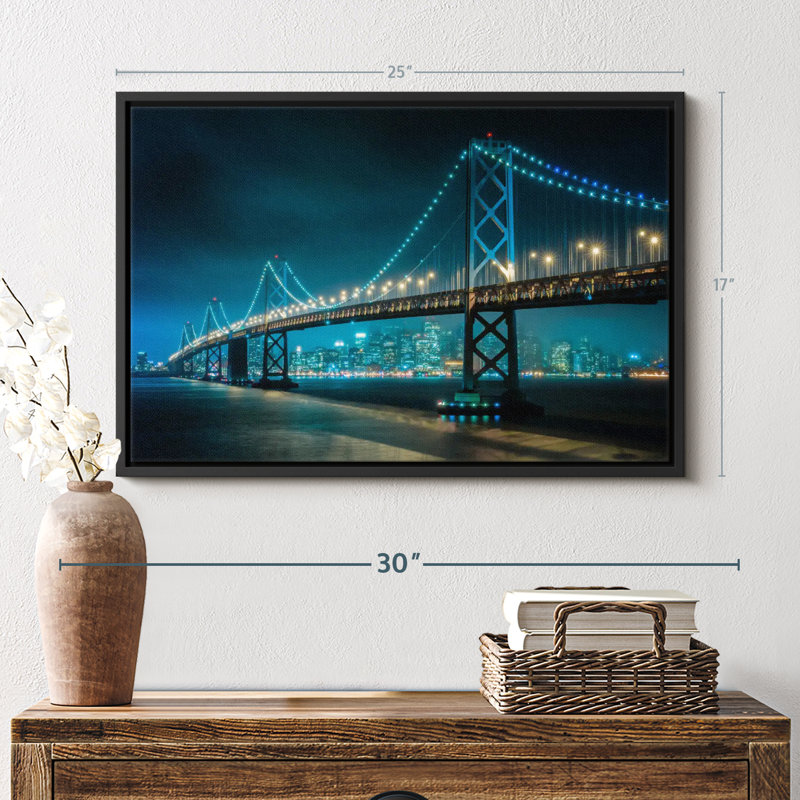 Impression sur toile Neon Golden Gate, H 17 po x l 25 po
