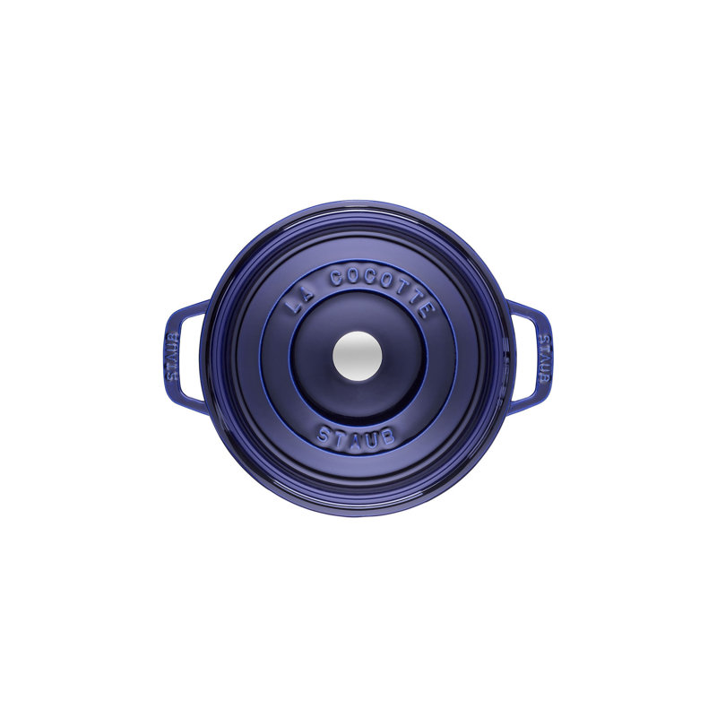 La Cocotte Cast Iron Round Cocotte, Dark Blue, 7 quarts