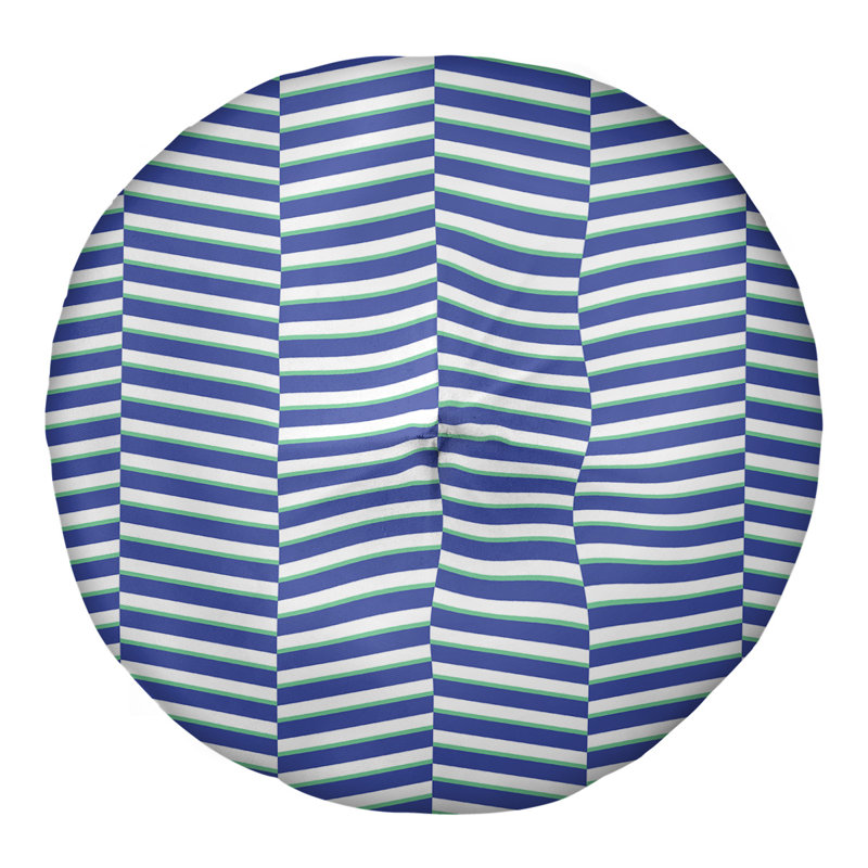 Coussin de sol à rayures fracturées, 30 po x 30 po, Bleu / vert