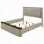 Très grand lit Trex, revêtement en lin gris, dessus en marbre, bois cannelé beige-121085521