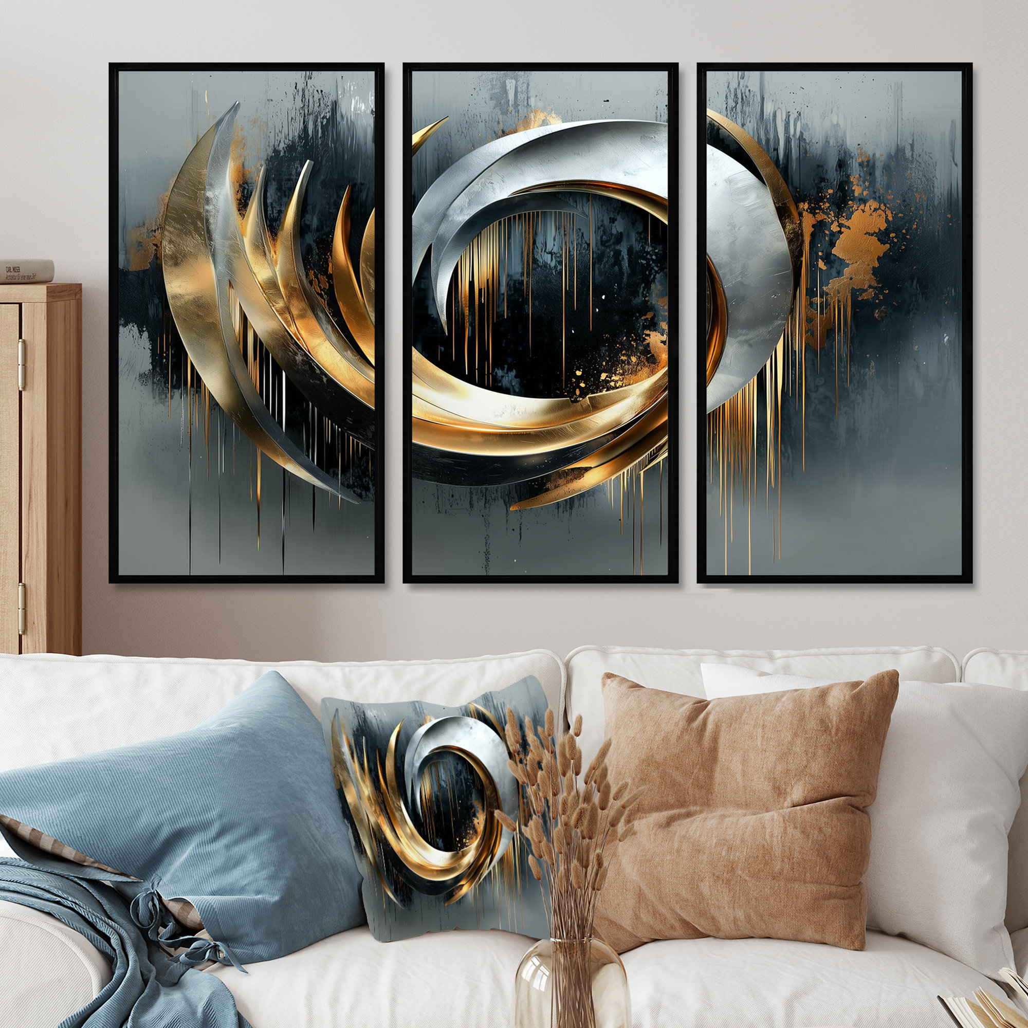 Ivy Bronx Black Gold Abstract Shapes And Lines IV - Abstract Shapes ...