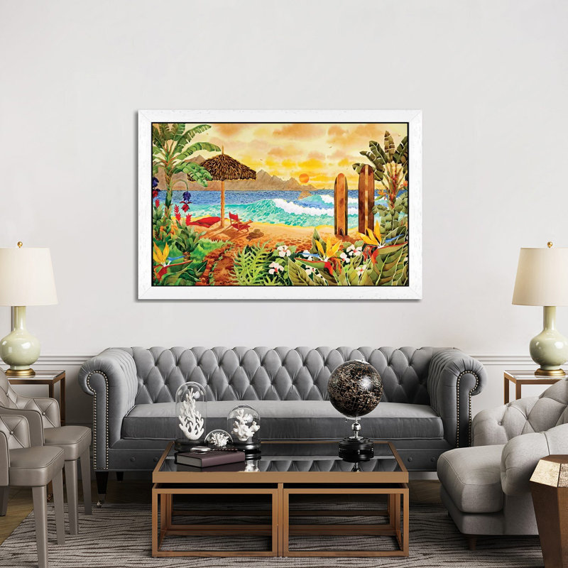 Surfing The Islands by Robin Wethe Altman - Giclee Art Print on Canvas, White Floater Frame, 152.5 cm H x 101.5 cm W