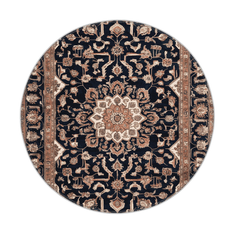 Tapis d'intérieur et d'extérieur brun Persian, Rond 5 pi