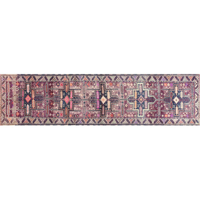 One-of-a-Kind Hand-Knotted 1960s 3' x 11'11" Runner Wool Area Rug in Purple
