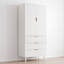 Tall fluted‑door storage cabinet with 3 drawers, adjustable shelves and tapered legs, freestanding wooden accent cabinet for living room, bedroom, entryway-1372056683