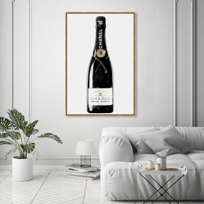 One Of A Kind Champagne"", Glam French Bubbles Modern Gold Canvas Wall Art Print For Dining Room -  Oliver Gal, 24258_36x54_CANV_PSGLD