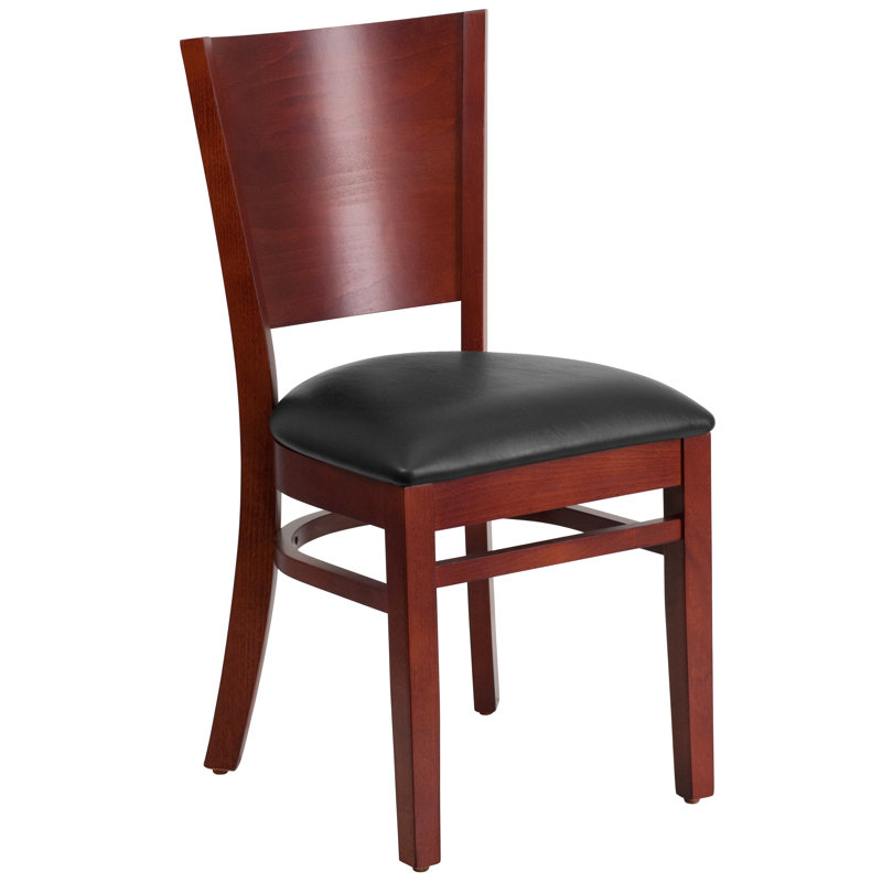 Kadircan 20'' H Upholstered Side Chair, Black, Mahogany