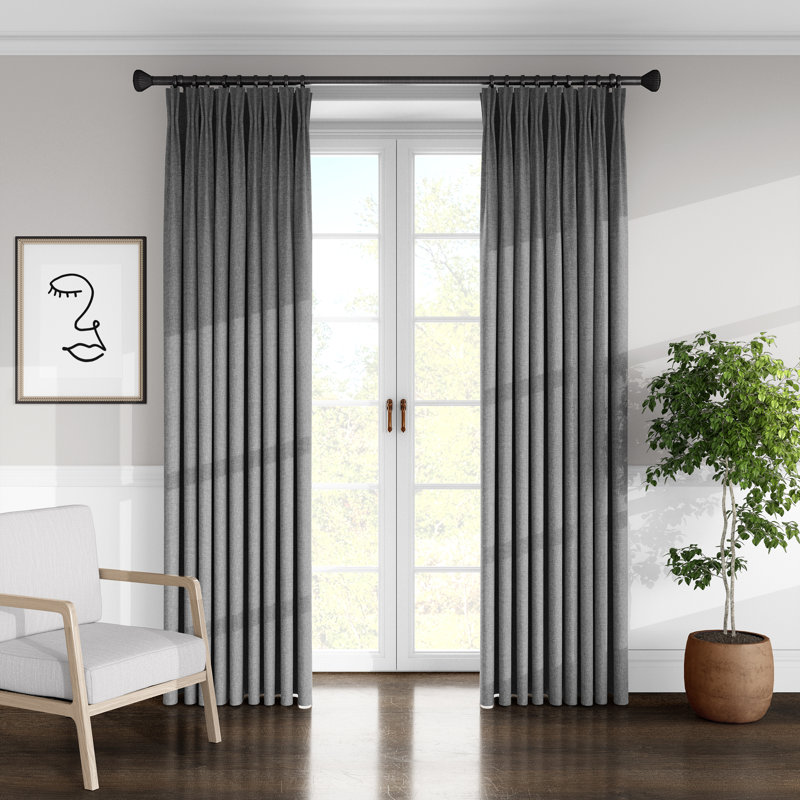 Room Darkening Pinch Pleat Single Curtain Panel, Gray, 40” W x 120” L