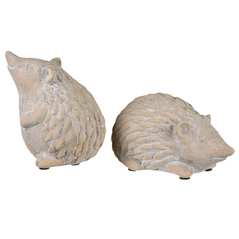 Hedgehog Ceramic Statue Set of 2