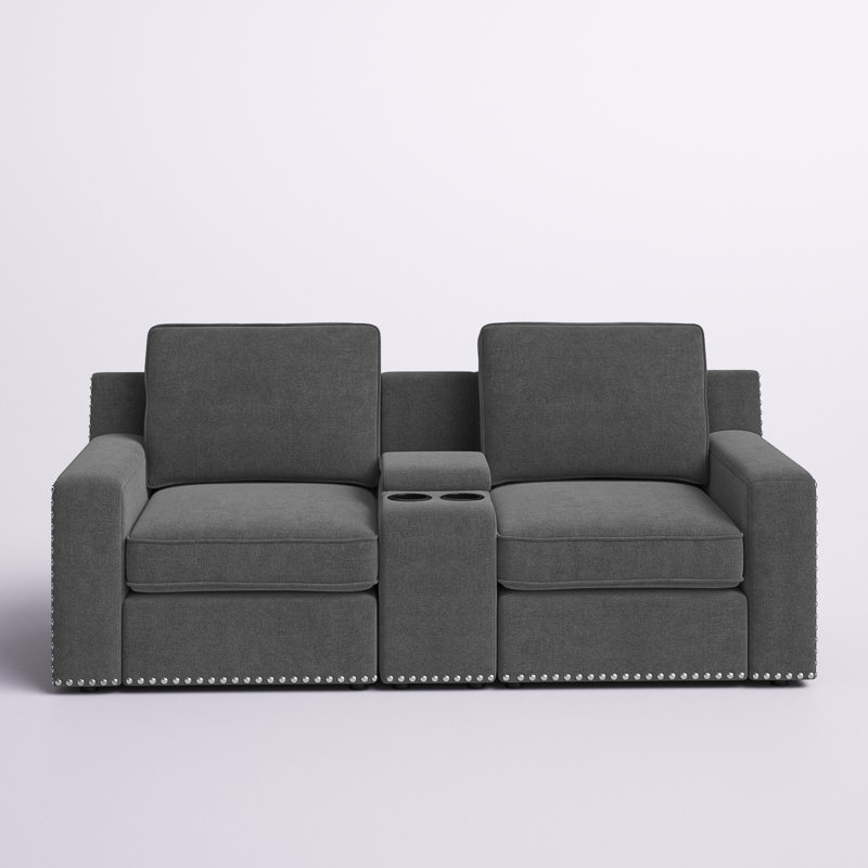 Upholstered Home Theater Seating with Cup Holder
