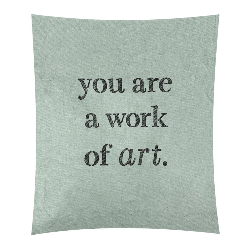 Tapisserie de travail en polyester d’art sur les citations, H 104 po x l 88 po, Vert / Noir