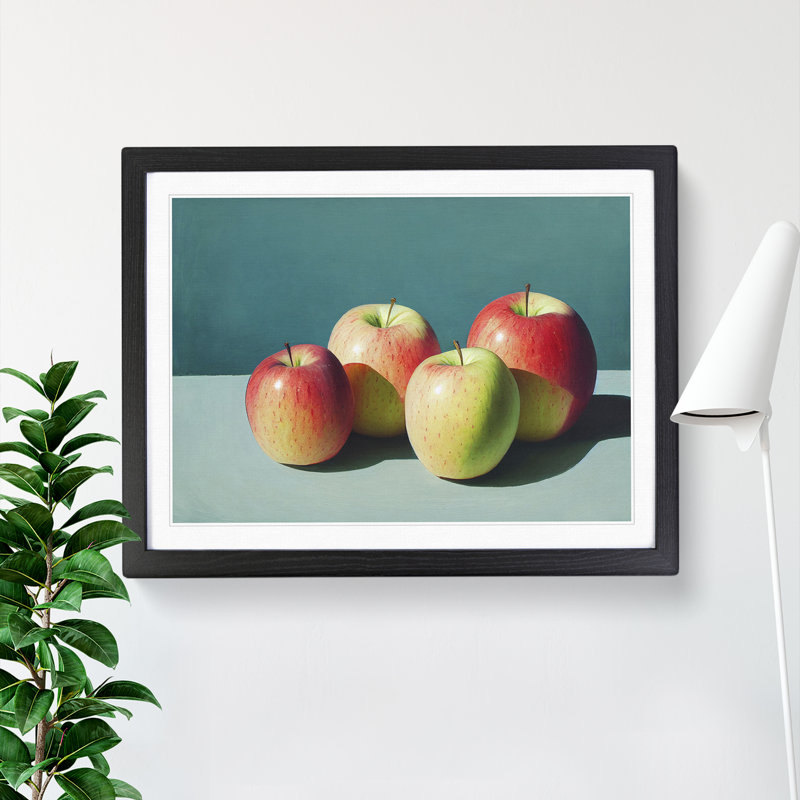 Apple Fruit Selection Vol.1 - Single Picture Frame Print, Black, 46cm H x 64cm W