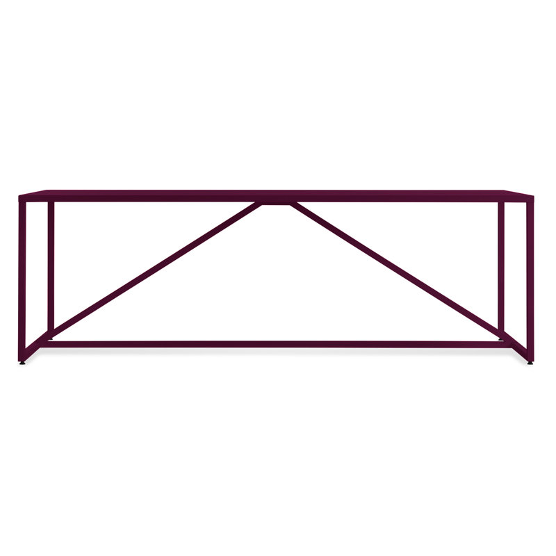 Strut Walnut Wood Dining Table, Oxblood, 35" W x 75" L, Standard (29" Height)