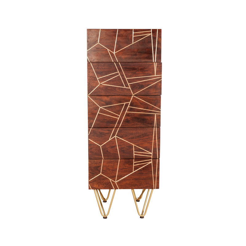 Ryo 45cm W 5 - Drawer Chest of Drawers, Brown