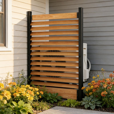 Écran d'intimité en bois et en métal de 38 po x H 60 po, clôture pour climatiseur extérieur, équipement de piscine et enceinte de poubelle pour la cour arrière