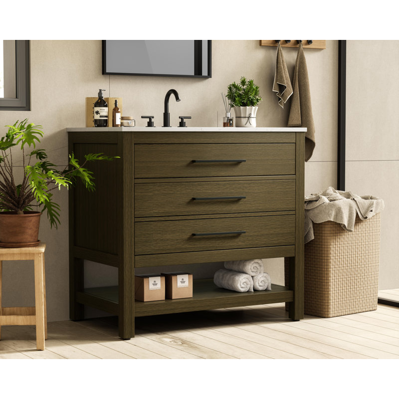 Meuble-lavabo simple 36 po_Moderne_VF60536, Brun châtaigne
