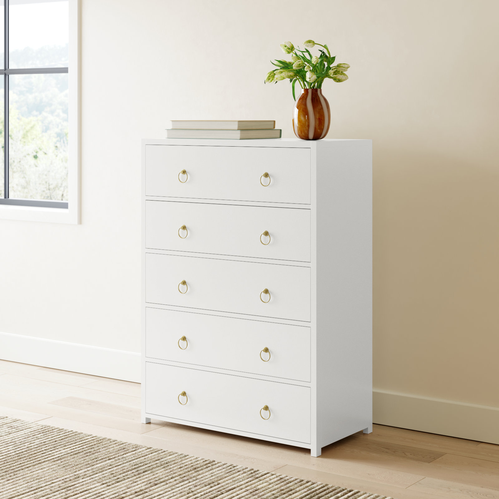 Elin 36" Acacia Dresser, White