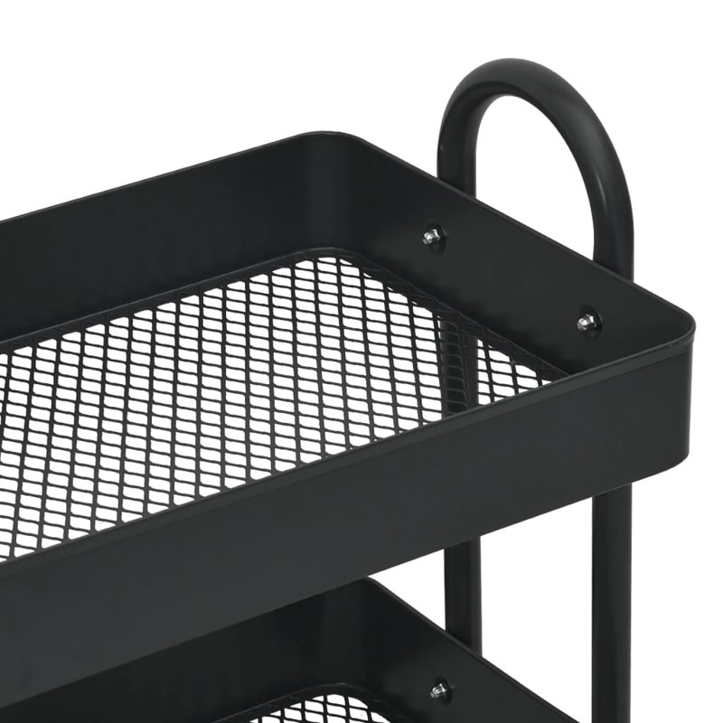 Chariot de rangement à 3 niveaux avec chariot roulant en acier noir 16,9 x 13,4 x 31,1 po, Noir