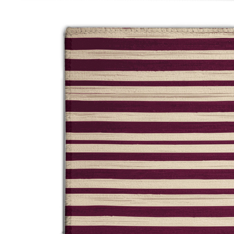 HorizontalStripes Beige Indoor and Outdoor Area Rug, Rectangle 2' x 3'
