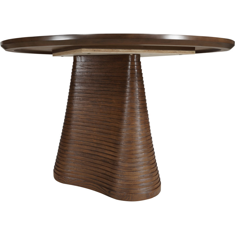 Izahia 48" Solid Wood Pedestal Dining Table, Brown