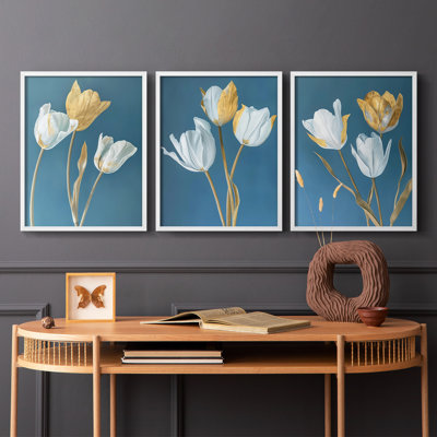 Étude florale XLIX - Ensemble de 3 estampes numériques - Prêt à accrocher