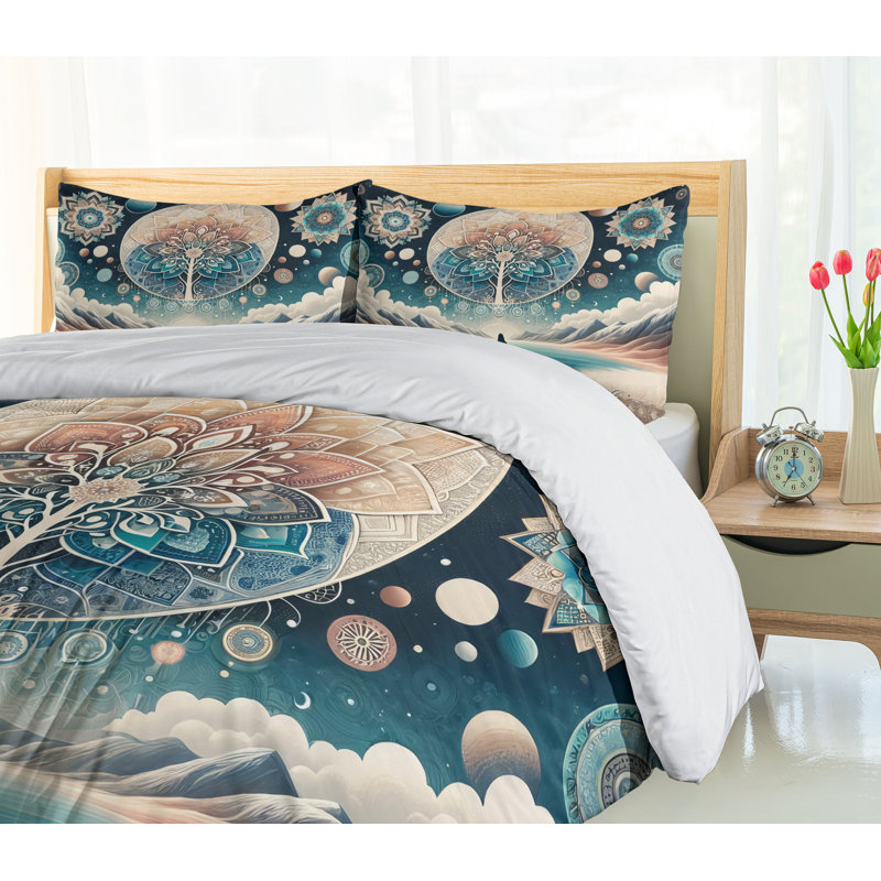 Mandala Duvet Cover, California King Duvet Cover + 2 Standard Shams