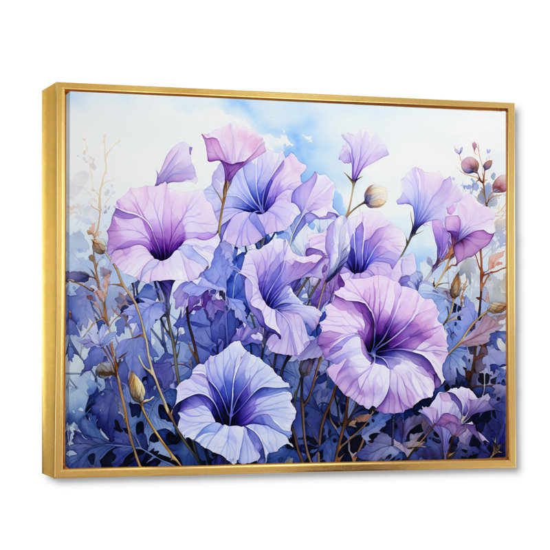 Purple Morning Glory Graceful III Framed On Canvas Print, Cadre flottant doré, H 12 po x l 20 po x P 1 po