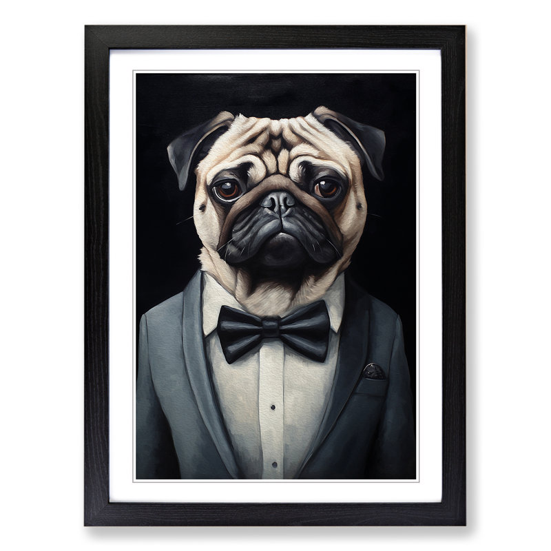 Pug Contemporary - Framed Print, Black , 46cm H x 34cm W x 2cm D