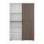 Armoire autoportante blanche et acajou à deux portes avec tringle et tablettes-44294807