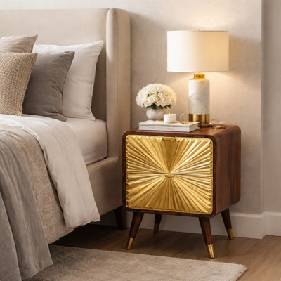 Avora Embossed 2 Drawer Chestnut Mykonos