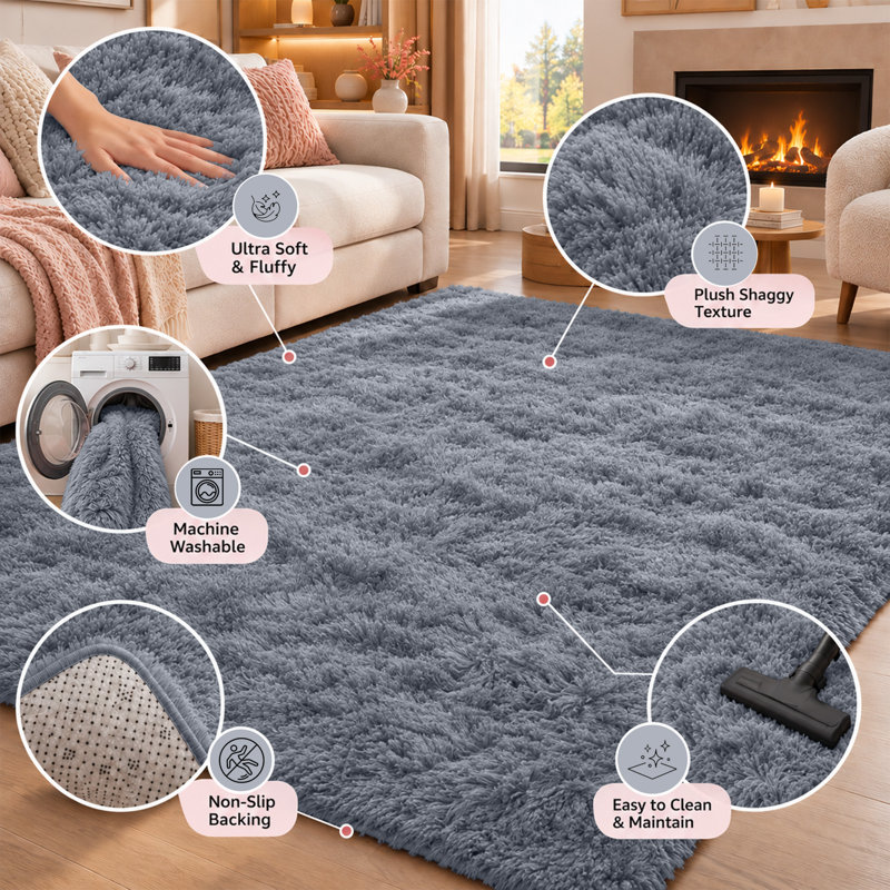 Alberic Rectangle Shag Washable, Rectangle 160 x 230 cm