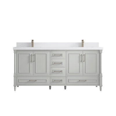Aberdeen 72'' Double Bathroom Vanity with Quartz Top