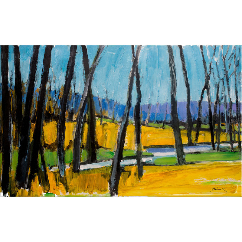 «Yellow Landscape» par Lawrence Behunek - peinture sur toile tendue