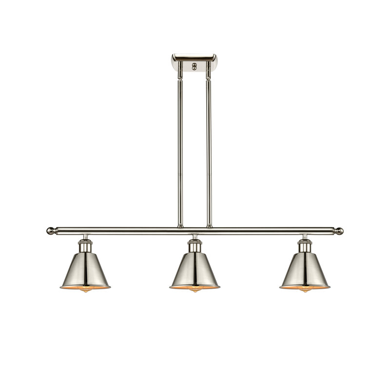 Dallyn 3 - Light Kitchen Island Pendant, 6 Watt Vinage LED Bulb, Polished Nickel, Polished Nickel