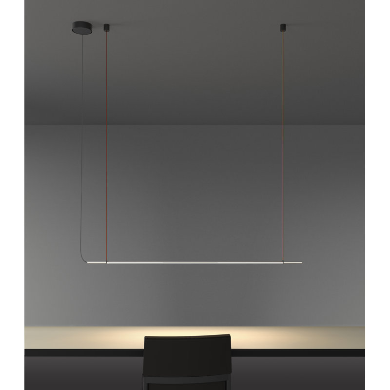 T.O 1 - Light Kitchen Island Modern Linear Pendant, Chrome, Chrome/Burnt Orange
