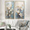 Ensemble de salon art mural bleu et blanc Magnolias