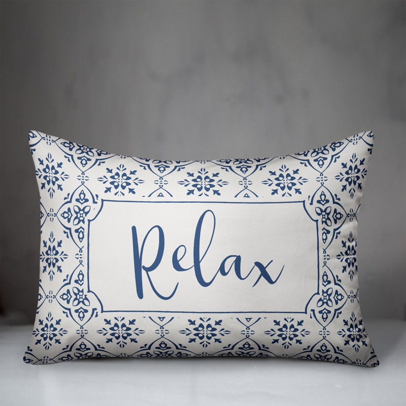 Geometric Outdoor Reversible Throw Pillow, Blue