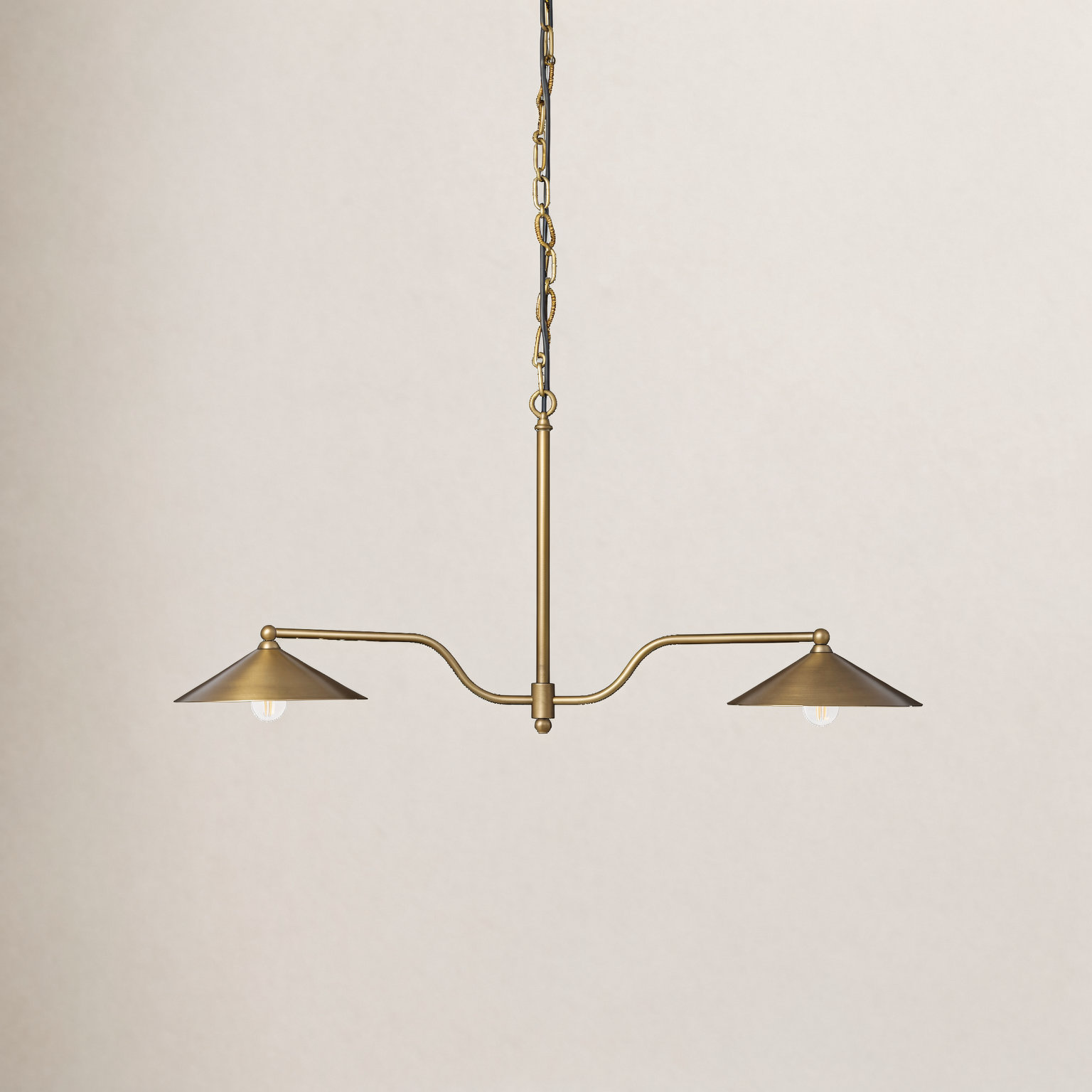Brecken Iron 2-Light Chandelier, Aged Antique Brass Iron