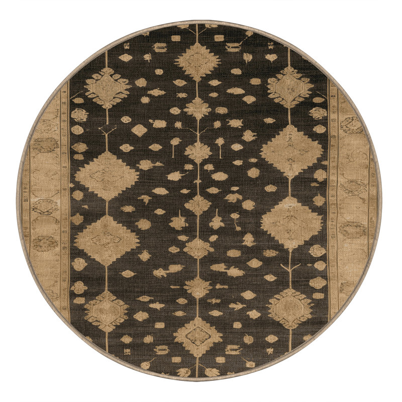 Tapis beige surteint lavable à la machine, Rond 7 pi