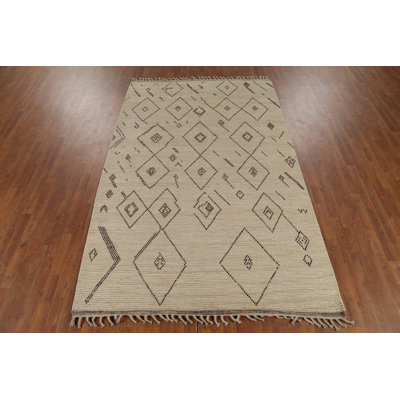 Tapis marocain géométrique ivoire moderne 6 x 10