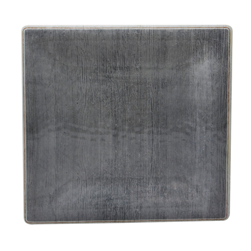 Grove 10.5" Melamine Square Dinner Plate, Smoke