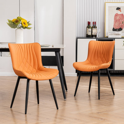Chaise à oreilles rembourrée en similicuir Jimma avec pieds en fer