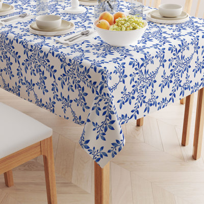 Table Runner, 100% Cotton, 16X108", Swirly Blue Vines