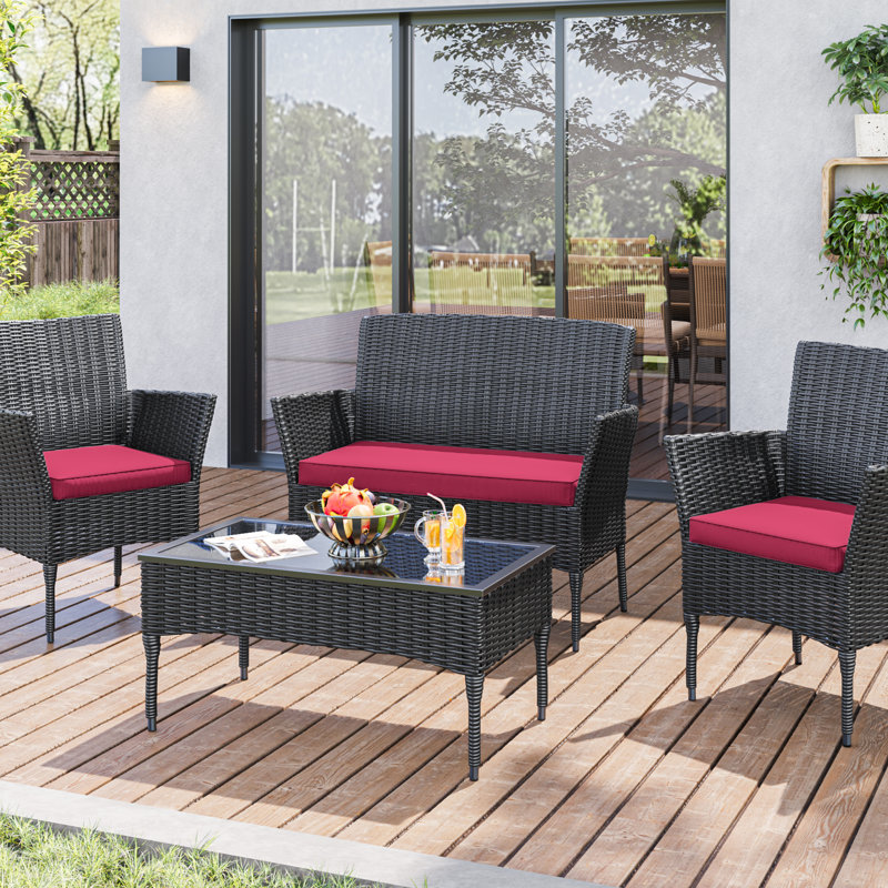 3-Piece Outdoor Seat Cushion Set, Pink