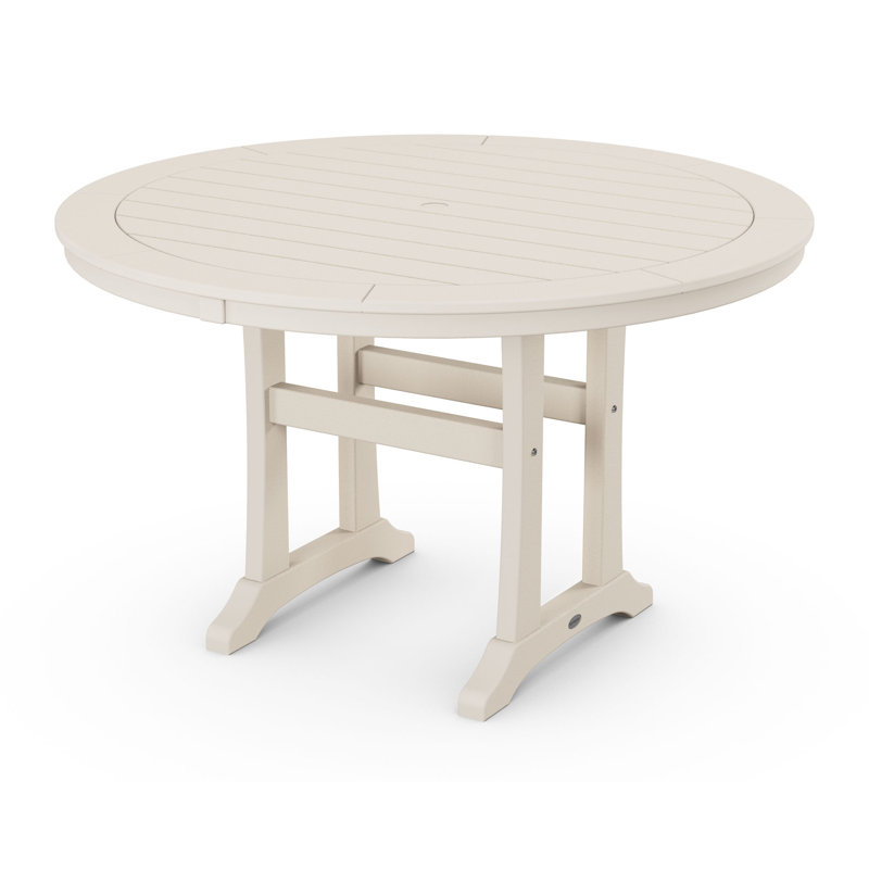 Nautical Trestle 48" Round Dining Table, Sand