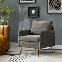 Amold Upholstered Barrel Accent Armchair with Ottoman and Pillow Willa Arlo Interiors Fabric: Dark Gray