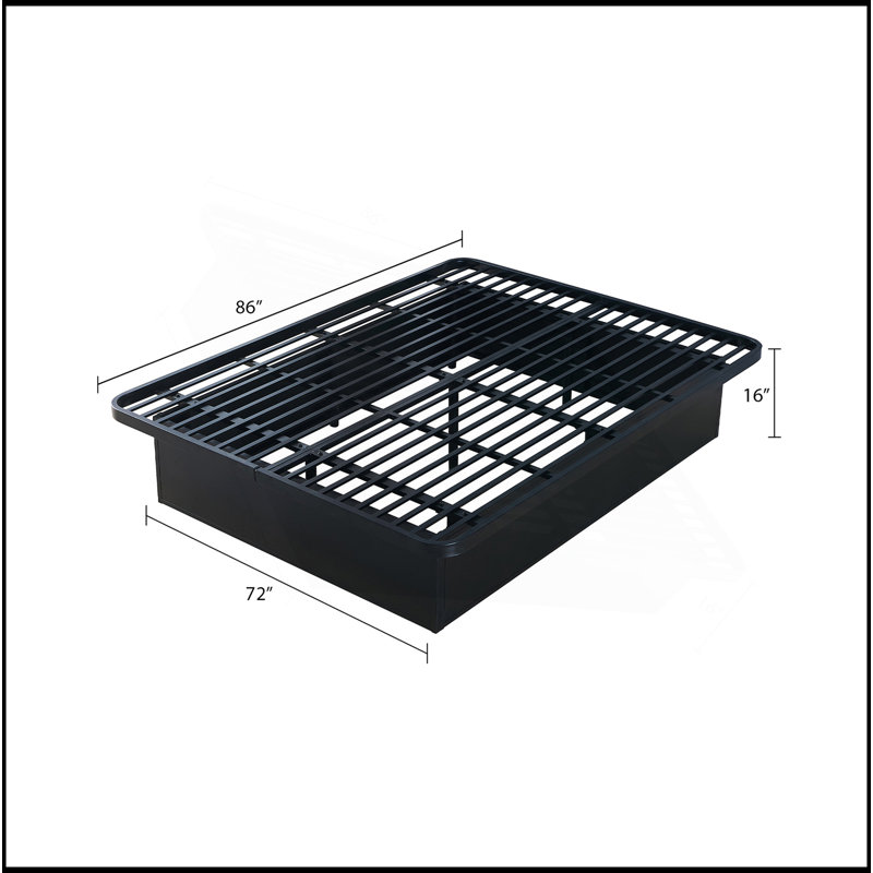 Modern Style Heavy Duty Cal King Size Bed Base Frame Made With Metal In Black