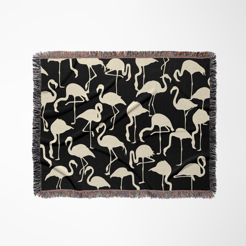 Jeté en mélange de coton Vixo Flamingo, L 60 po x l 60 po, Blanc cassé